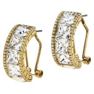 Heidi Daus Snake Charmer Gold Tone Crystal Hoop Earrings